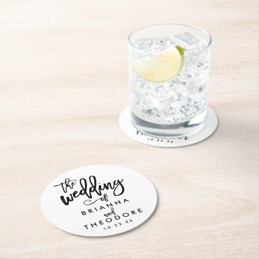 Chic-Handmit buchstaben gekennzeichneter Runder Pappuntersetzer (Vor Ort)