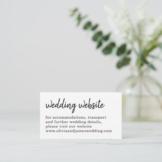 Chic Handwriting Script Typografy Wedding Website Begleitkarte (Stehend Vorderseite)
