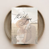 Chic Handwriting Script Wedding 2 Foto Dankeskarte