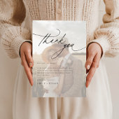 Chic Handwriting Script Wedding 2 Foto Dankeskarte
