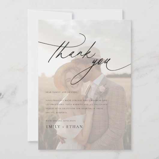 Chic Handwriting Script Wedding 2 Foto Dankeskarte (Vorderseite)
