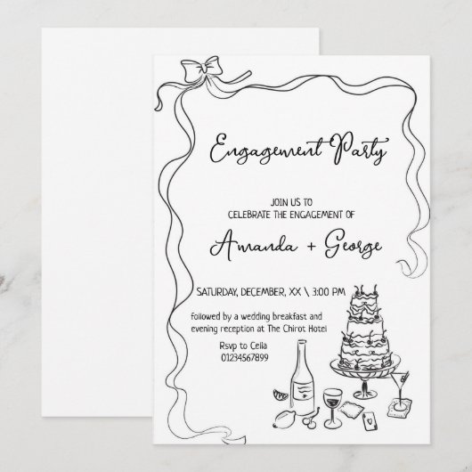 Chic Handwriting Verlobung Ankündigung Hochzeit (Vorne/Hinten)