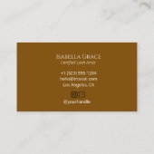 Chic Handwritten Brown Lash Artist Visitenkarte (Rückseite)