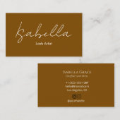 Chic Handwritten Brown Lash Artist Visitenkarte (Vorne/Hinten)