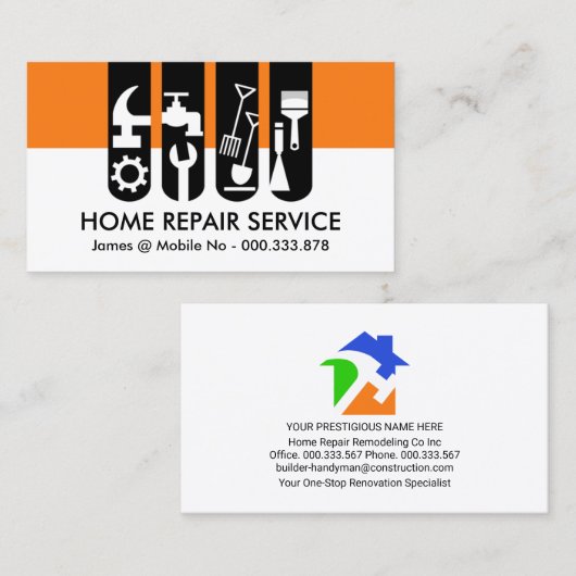Chic Handyman Tools - Registerkarte Zuhause Repara Visitenkarte (Vorne/Hinten)