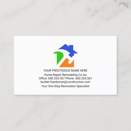 Chic Handyman Tools - Registerkarte Zuhause Repara Visitenkarte (Rückseite)