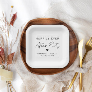 Chic Happily Ever After Party Hochzeitsempfang Pappteller