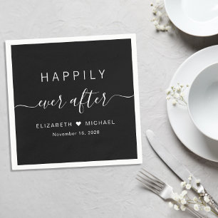Chic Happily Ever After Schwarze Hochzeit Serviette