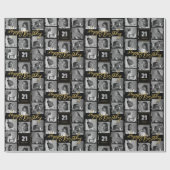 Chic Happy Birthday Foto Film Strip Black Gold Geschenkpapier (Flach)
