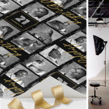 Chic Happy Birthday Foto Film Strip Black Gold