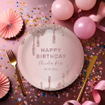 Chic Happy Birthday Rose Gold Glitzer Pappteller<br><div class="desc">Lass dein Geburtstagsfest mit dieser eleganten und glamourösen Party-Platte, mit einer luxuriösen Rose goldgelben Metallicoberfläche, verziert mit blendenden Rose Gold Glitzer Tropfen. Das schillernde Design ist perfekt für eine Geburtstagsfeier zum Thema Süßigkeiten geeignet und schafft eine unterhaltsame Atmosphäre mit schicker und moderner Ästhetik. Dieser Teller, der auf Ihren Stil abgestimmt...</div>