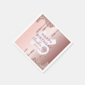 Chic Happy Birthday Rose Gold Glitzer Serviette (Ecke)