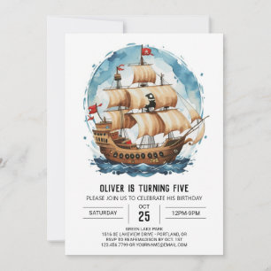 Chic Happy Children Pirate Geburtstag Einladung