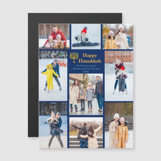 Chic Happy Hanukkah Familie Foto Collage Magnet (Vorne/Hinten)
