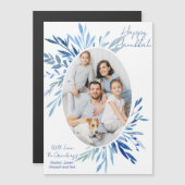 Chic Happy Hanukkah Family Foto Blue Magnet Card (Vorne/Hinten)