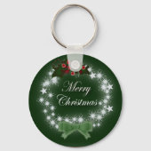 Chic Happy Holiday moderne Weihnachtsfeier Schlüsselanhänger (Vorderseite)