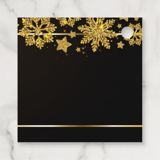 Chic Happy Holidays Black Gold Snowflake Custom Geschenkanhänger (Rückseite)