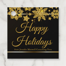 Chic Happy Holidays Black Gold Snowflake Custom Geschenkanhänger
