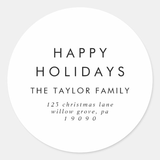 Chic Happy Holidays Rücksendeadresse Envelope Runder Aufkleber (Vorderseite)
