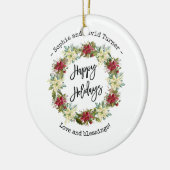 Chic Happy Holidays Script Poinsettia Monogram Keramik Ornament (Links)