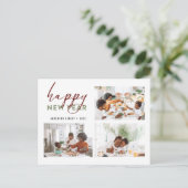 Chic Happy New Year Calligrafy Foto Holiday Postkarte (Stehend Vorderseite)