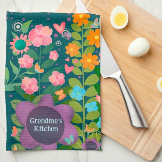 Chic Happy Trendy Lila Floral Custom stilvoll Geschirrtuch