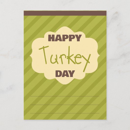 Chic Happy Turkey Day Feiertagspostkarte (Vorderseite)
