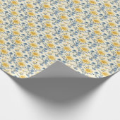 Chic Harmony: Lemon & Blue Floral Geschenkpapier (Ecke)