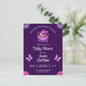 Chic Hatching Bald Lila Dinosaur Baby Dusche Postkarte (Stehend Vorderseite)