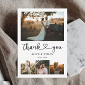 Chic Heart Calligraphy Foto Wedding Vielen Dank Dankeskarte