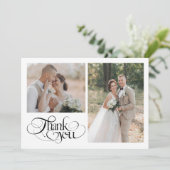 Chic Heart Calligraphy Wedding Dankeskarte (Stehend Vorderseite)