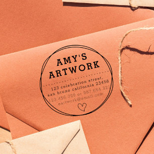 Chic Heart Firmenname und Rücksendeadresse Gummistempel