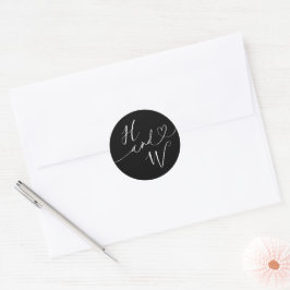 Chic Heart Initials Wedding Label Invitation Seals Runder Aufkleber