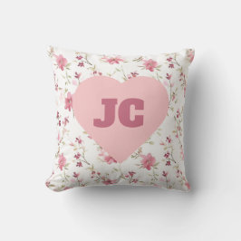 Chic Heart Monogram Initials Pink Floral Shabby Kissen