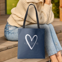 Chic Heart Navy Blue Personalisiert