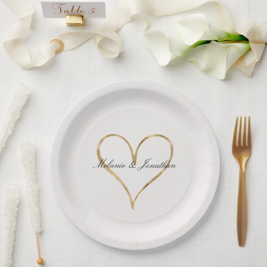 Chic Heart of Gold Pappteller (Hochzeit)