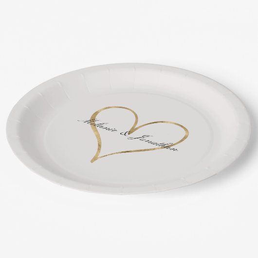 Chic Heart of Gold Pappteller (Schrägansicht)