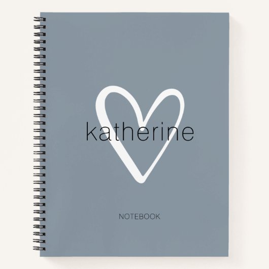 Chic Heart on Dusty Blue Notizblock (Vorderseite)