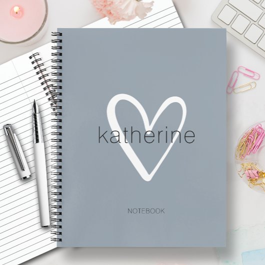 Chic Heart on Dusty Blue Notizblock