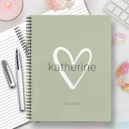 Chic Heart on Sage Green Notizblock