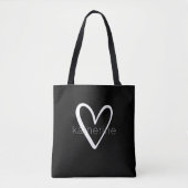 Chic Heart Personalisiert Black Tasche (Vorderseite)