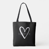 Chic Heart Personalisiert Black Tasche (Rückseite)