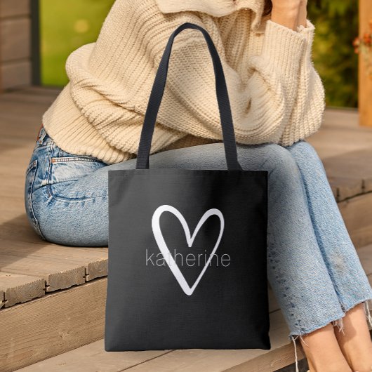 Chic Heart Personalisiert Black Tasche