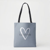 Chic Heart Personalisiert Dusty Blue Tasche (Vorderseite)