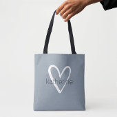 Chic Heart Personalisiert Dusty Blue Tasche