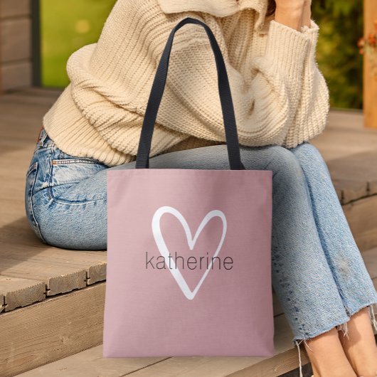 Chic Heart Personalisiert Dusty Rose Tasche