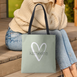 Chic Heart Personalisiert Sage Green Tasche
