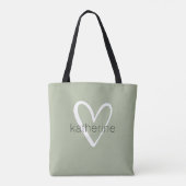 Chic Heart Personalisiert Sage Green Tasche (Rückseite)