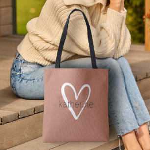 Chic Heart Personalisiert Terracotta Tasche