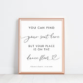 Chic Heart Script Funny Dance Floor Wedding Sign Poster